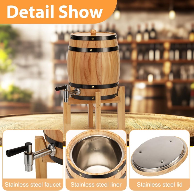 SERdeerCH 3L Wooden Beer Tower Dispenser Drink Built in stainless steel liner, which can hold beer, red wine, white liquor, cocktails, etc Removable Easy to Clean Keg Tag for Party - Image 3